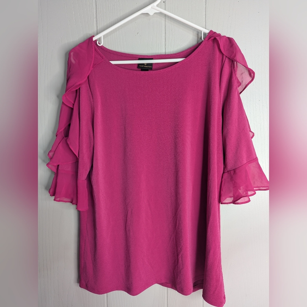 Worthington Fuchsia‎ Blouse with Layered Sleeves